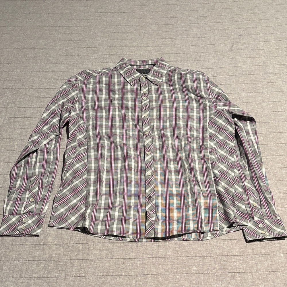 Civil Society Casual Men's Plaid Shirt - Purple and Gray
